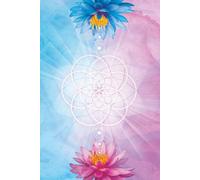 Lined Notebook blue pink flowers with sacred geometry cover: 120 lined pages. Seed of Life design on cover.