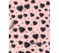 Lined Notebook: College Ruled Paper with Elegant Black Hearts Pattern - 100 Pages Quality 8.5x11: Stylish Journal with Aesthetic Cover for Students, Teens, and Creative Writing