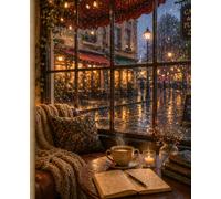 Lined Notebook - Cozy Rainy Café Reading: Cozy Writing Journal