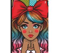 Lined Notebook: Cute and Colorful Pop Art Girl with Bow Illustration | 5.0” x 7.0” Girly Red Dot Art Deco Retro Aesthetic Journal with 120 Pages for ... - School - Work - Home | Preppy Collection