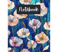Lined Notebook for Writing & School | Floral Mosaic Aesthetic Journal - 200 Pages, 7.5" x 9.25", Stained Glass Floral Cover, College-Ruled