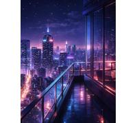 Lined Notebook: Neon City Under the Stars: 8.5 x 11 Inches | 100 Lined Pages | Matte Cover | Beautiful Full Wraparound Cover | Perfect for Writing, Journaling, Notes & Everyday Use
