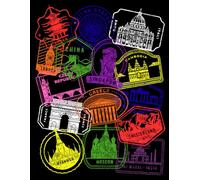 Lined Notebook: Notebook with Colourful Passport Stamps on the cover