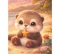 Lined Notebook - Otter Beach Day: A cheerful journaling space filled with sunshine, seashells, and soft moments