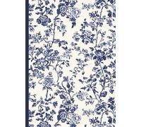 Lined Notebook: Vintage Coquette Navy Blue Toile Flower Illustration | 5.0" x 7.0” Cottagecore Botanical Aesthetic Journal with 120 Pages for Girls - Teens - Women - School - Work | Floral Collection