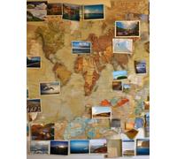 lined notebook with a cyclist motif on the cover