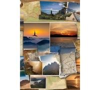 lined notebook with a cyclist motif on the cover