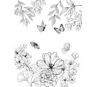 Lined Notebook with Elegant Floral and Butterfly Drawing: Ideal for Journaling, Notes, or Mindfulness