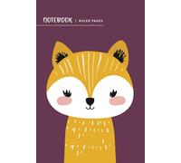 Lined, Ruled, Blank Notebook with Cute Mod Fox: 6x9", soft matte cover, 110 pages