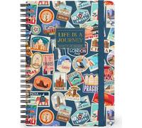 Legami - Quaderno Spiralato a Righe 7 mm, Travel Stickers, Formato A5, Large, in Carta FSC Certificata, Contiene 1 Foglio di Adesivi, 160 Pagine, Chiusura con Elastico, 15 x 21 cm