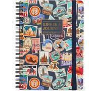 Legami - Quaderno Spiralato a Righe 7 mm, Travel Stickers, Formato A4, Maxi, in Carta FSC Certificata, Contiene 1 Foglio di Adesivi, 160 Pagine, Chiusura con Elastico, 21 x 29 cm
