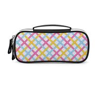 Linee a strisce colorate Modello chic Astuccio per penna a matita Borsa per penna portatile con zip Borsa da trucco da viaggio Organizzatori di cancelleria per l'home office