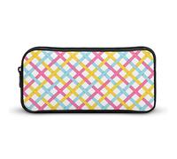 Linee a strisce colorate Modello chic Astuccio per penna a matita Portapenne portatile di grande capacità Astuccio per cancelleria Organizer Borsa per trucco con cerniera