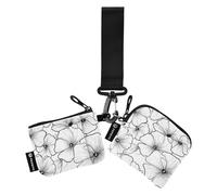 Linee chiare Fiori di Boemia Safari Donne Doppio Portafogli Casi di Biglietti da Visita Piccolo Portamonete Portatile Portamonete Cambiamento Titolare con Cinturino da Polso per Lady 2 Pcs de crédito