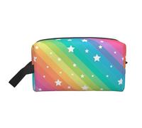 Linee colorate e stelle divertenti, organizer per cosmetici di grande capacità, borsa da viaggio per il trucco da donna