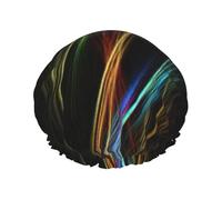 Linee colorate Stampa artistica doppio strato impermeabile cuffia da doccia donna uomo riutilizzabile tappi per capelli da bagno fascia elastica
