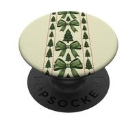 Linee di nastro con fiocco verde albero sempreverde di Natale PopSockets PopGrip Adesivo
