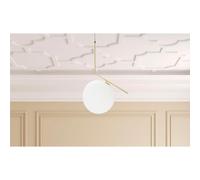 Linee essenziali e pulite ne caratterizzano l'eleganza. Lampade da terra, GLAMY, Dimensioni 50x30xh 100 cm sfere in vetro bianco oro