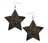 Linee geometriche orecchini per le donne, orecchini pendenti a stella scintillante, gioielli alla moda per la notte fuori, One Size, Pelle