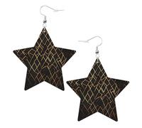 Linee geometriche orecchini per le donne, orecchini pendenti a stella scintillante, gioielli alla moda per la notte fuori, One Size, Pelle