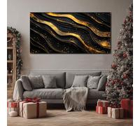 Linee Geometriche Oro Quadri Moderni per Camera da Letto Effetto Marmo Classico Quadro su Tela Grandi Dimensioni Strisce Curve Eleganti Arte da Parete per Soggiorno Ufficio Senza Cornice 60x120cm