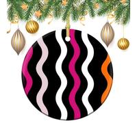 Linee ondulate bianche, nere, arancioni, rosse, ornamenti da appendere all'albero di Natale, 2 pezzi, 7,2 cm, rotondi su entrambi i lati