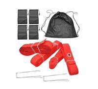 Linee per Beach Volley Kit di delimitazione delle linee pallavolo, portatile, versatile, facile da installare con ancoraggi metallici, cinghia in fettuccia 16 m e 8(Red)
