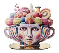 LINEE Recanati - Fruit Pop Scultura Soprammobile Decorazione a Forma di Centrotavola Moderno in PMMA - Oggetto d’Arredo Pop Surrealista per Casa e Ufficio - 33×34×13 cm Circa - Made in Italy(Due)