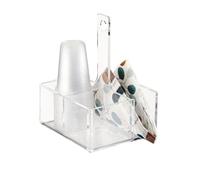 LINEE Recanati - MEDITERRANEA Porta Bicchieri + Tovaglioli da Tavolo in PMMA - Organizer per Cucina, Bar e Sala - Design Essenziale - Made in Italy - 17,5×22×14,5 cm (Trasparente)