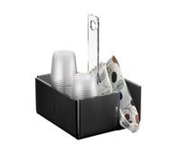 LINEE Recanati - MEDITERRANEA Porta Bicchieri + Tovaglioli da Tavolo in PMMA - Organizer per Cucina, Bar e Sala - Design Essenziale - Made in Italy - 17,5×22×14,5 cm (Fumè Grigio Satinato)