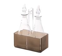 LINEE Recanati MEDITERRANEA Porta Olio e Aceto - Set Condimento in PMMA e Vetro 18x10x23 cm - Eleganza Contemporanea per la Tavola - Made in Italy (Fumè Marrone Satinato)