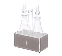 LINEE Recanati MEDITERRANEA Porta Olio e Aceto - Set Condimento in PMMA e Vetro 18x10x23 cm - Eleganza Contemporanea per la Tavola - Made in Italy (Sabbia Trasparente/Bianco)