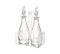 LINEE Recanati MEDITERRANEA Porta Olio e Aceto - Set Condimento in PMMA e Vetro 18x10x23 cm - Eleganza Contemporanea per la Tavola - Made in Italy (Trasparente)