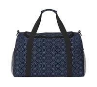 Linee tratteggiate forme geometriche su sfondo blu Ombra Sfondo Viaggio Borsone Weekend Borsa Weekender Pernottamento Borsa a mano Allenamento Sport Ospedale