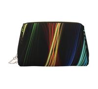 Linee variopinte Art Print Leather Makeup Bag per le donne Borsa da toilette da viaggio per articoli da toeletta borsa cosmetica