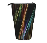 Linee variopinte stampa artistica telescopica che sta la borsa della matita/sta sulla borsa della cancelleria/borsa di trucco/custodia di, Nero , Taglia unica