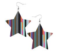 Linee verticali irregolari Stampe Orecchini in pelle a forma di stella Accessori leggeri ed eleganti per feste, balli e vita quotidiana.