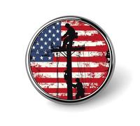Lineman Am-erican Flag Electric Cable Lineman Brooch Pins for Women Men Cute Badge Lapel Pins for Backpack Dress Accessories