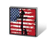 Lineman Am-erican Flag Electric Cable Lineman Brooch Pins for Women Men Square Collar Lapel Pins Coat Jacket Accessories