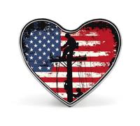 Lineman Am-erican Flag Electric Cable Lineman Brooch Pins Heart Badge Collar Lapel Pins Dress Coat Accessories for Women Men