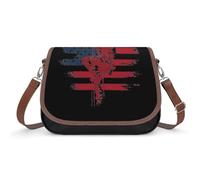 Lineman - Borsa a tracolla da donna, con bandiera degli Stati Uniti, alla moda, con tracolla regolabile