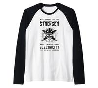 Lineman Cosa Non Ti Uccide Elettricista Divertente Maglia con Maniche Raglan