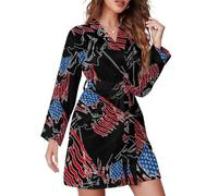 Lineman Stato US Flag Donne Vestaglie Stampa Camicia da Notte Pigiameria Breve Accappatoio Kimono Pigiama Dress, Stile:, XL