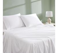 Linen Closet Set completo di lenzuola in cotone organico bianco artico 4 pezzi