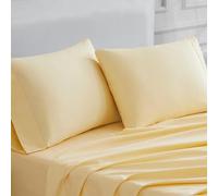 Linen Closet Set di 2 federe standard in percalle di cotone 400 fili, colore giallo chiaro