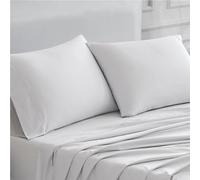 Linen Closet Set di 2 federe standard in percalle di cotone 400 fili, colore grigio chiaro