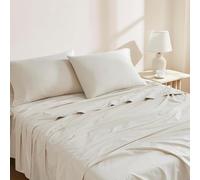 Linen Closet Set di lenzuola in cotone biologico a 144 fili, 4 pezzi, completo, beige