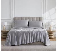 Linen Closet Set di lenzuola in cotone egiziano a 1000 fili, 4 pezzi, per letto matrimoniale, colore: argento chiaro