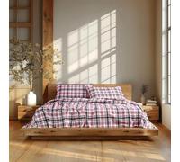 Linen Closet Set di lenzuola in flanella di cotone 100%, morbido e accogliente, per letto king size, motivo tartan corvo