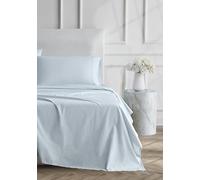 Linen Closet Set di lenzuola in percalle di cotone, 400 fili, per letto king size, colore: azzurro